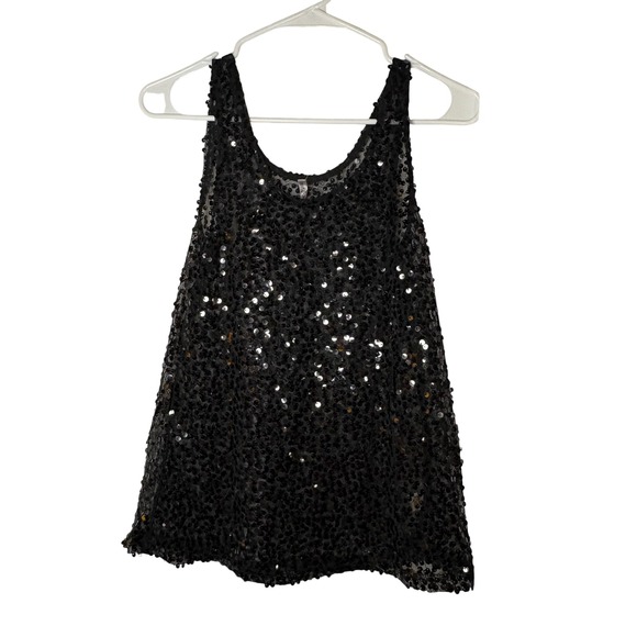 Heart Loves Hips Embellished Black Tank Top w/ Sequins Size Small Women's - Picture 1 of 6
